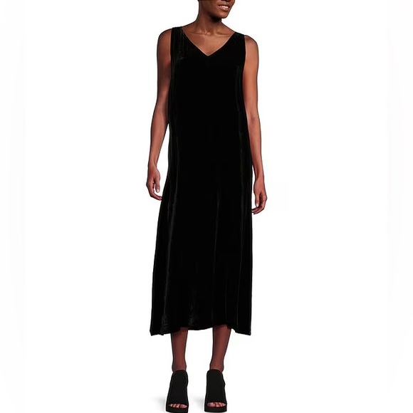 Eileen Fisher Velvet Silk Blend Maxi Dress - Picture 1 of 11